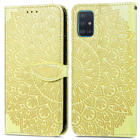 Coque Portefeuille Motif Fantaisie Livre Cuir Etui Clapet S04D pour Samsung Galaxy A71 4G A715 Jaune