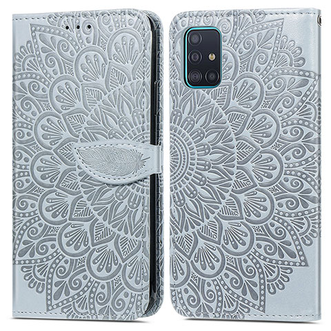 Coque Portefeuille Motif Fantaisie Livre Cuir Etui Clapet S04D pour Samsung Galaxy A71 5G Gris