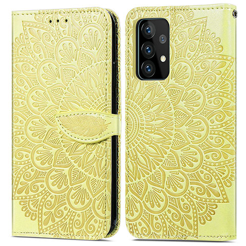 Coque Portefeuille Motif Fantaisie Livre Cuir Etui Clapet S04D pour Samsung Galaxy A72 4G Jaune