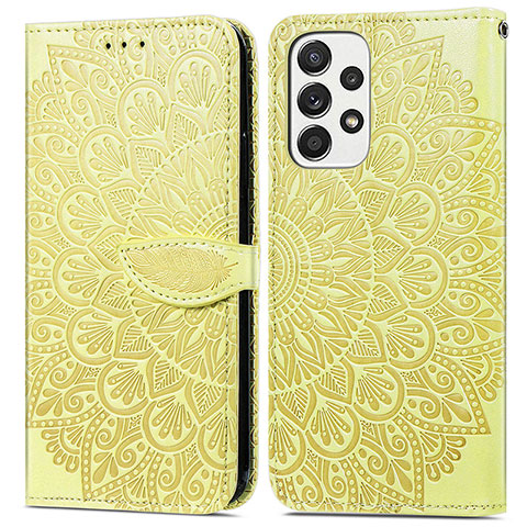 Coque Portefeuille Motif Fantaisie Livre Cuir Etui Clapet S04D pour Samsung Galaxy A73 5G Jaune