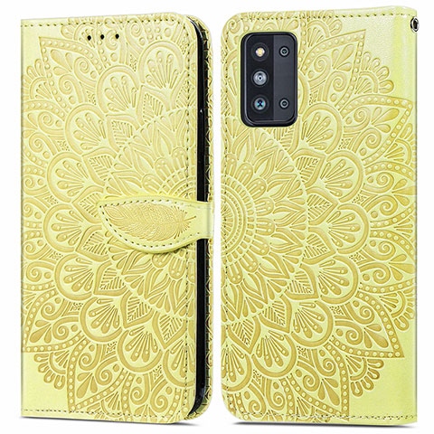 Coque Portefeuille Motif Fantaisie Livre Cuir Etui Clapet S04D pour Samsung Galaxy F52 5G Jaune