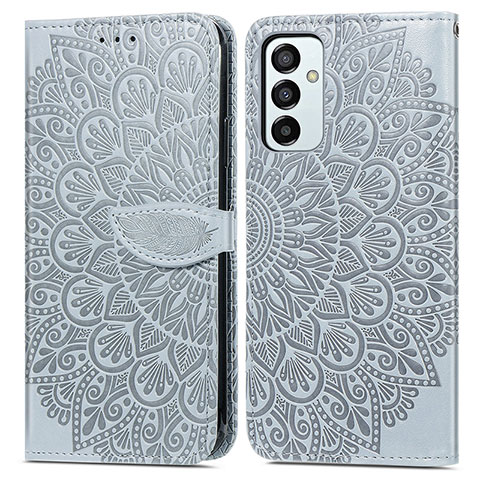 Coque Portefeuille Motif Fantaisie Livre Cuir Etui Clapet S04D pour Samsung Galaxy M23 5G Gris