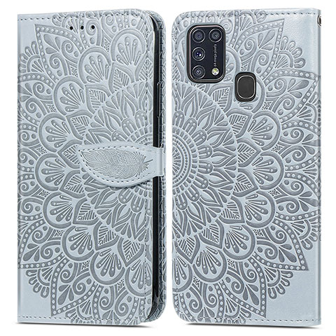 Coque Portefeuille Motif Fantaisie Livre Cuir Etui Clapet S04D pour Samsung Galaxy M31 Gris