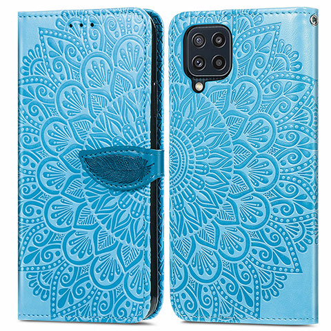 Coque Portefeuille Motif Fantaisie Livre Cuir Etui Clapet S04D pour Samsung Galaxy M32 4G Bleu