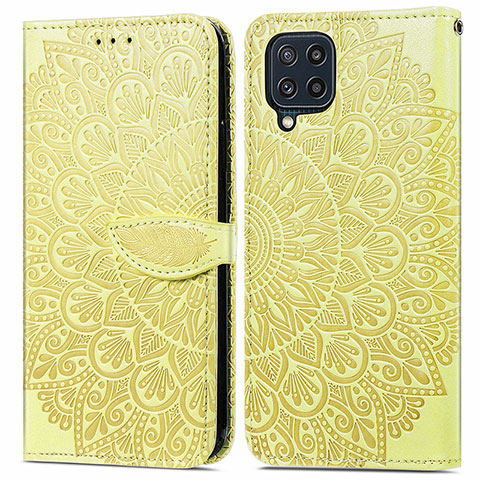 Coque Portefeuille Motif Fantaisie Livre Cuir Etui Clapet S04D pour Samsung Galaxy M32 4G Jaune