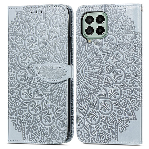 Coque Portefeuille Motif Fantaisie Livre Cuir Etui Clapet S04D pour Samsung Galaxy M53 5G Gris