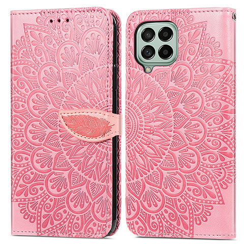 Coque Portefeuille Motif Fantaisie Livre Cuir Etui Clapet S04D pour Samsung Galaxy M53 5G Or Rose