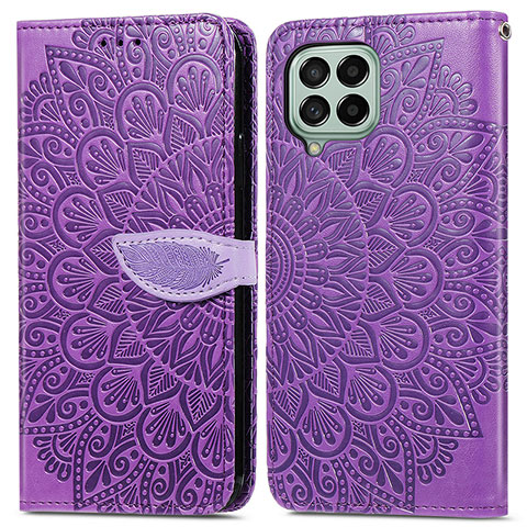 Coque Portefeuille Motif Fantaisie Livre Cuir Etui Clapet S04D pour Samsung Galaxy M53 5G Violet