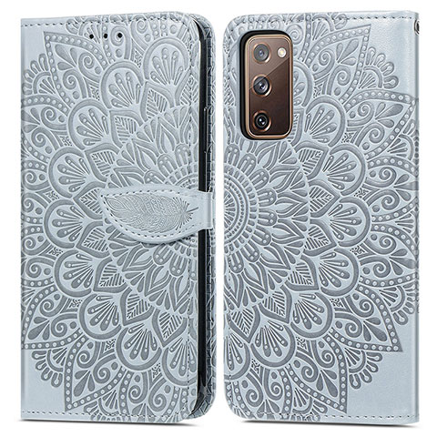 Coque Portefeuille Motif Fantaisie Livre Cuir Etui Clapet S04D pour Samsung Galaxy S20 Lite 5G Gris