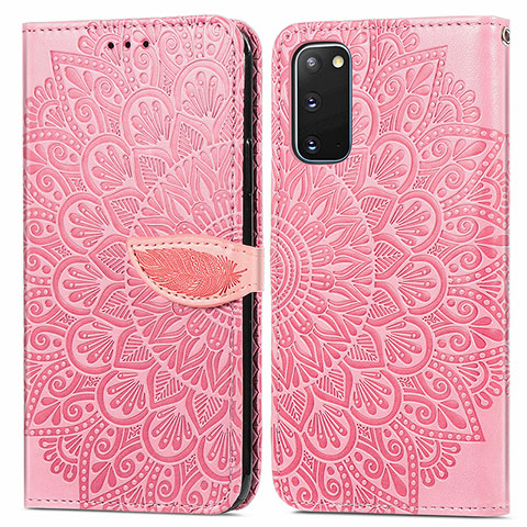 Coque Portefeuille Motif Fantaisie Livre Cuir Etui Clapet S04D pour Samsung Galaxy S20 Or Rose