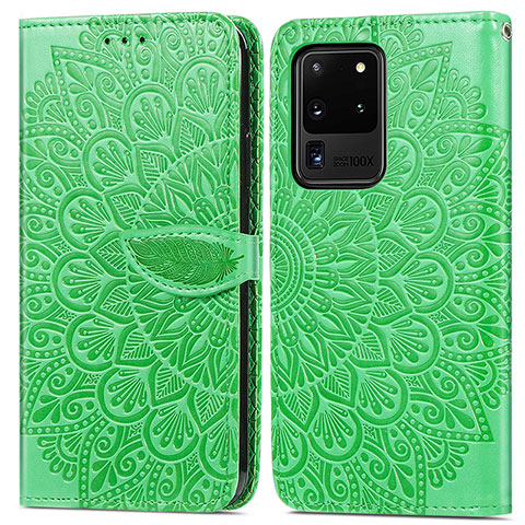 Coque Portefeuille Motif Fantaisie Livre Cuir Etui Clapet S04D pour Samsung Galaxy S20 Ultra 5G Vert