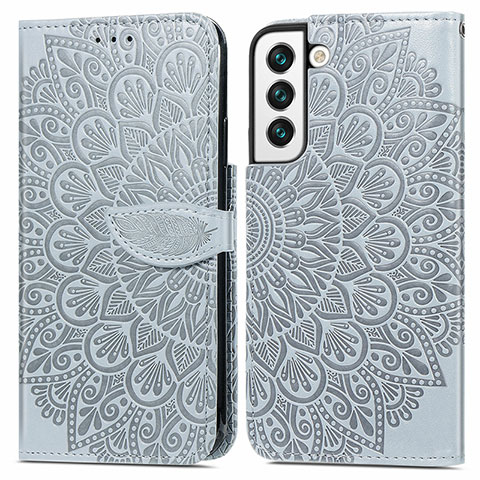 Coque Portefeuille Motif Fantaisie Livre Cuir Etui Clapet S04D pour Samsung Galaxy S21 5G Gris