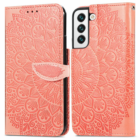 Coque Portefeuille Motif Fantaisie Livre Cuir Etui Clapet S04D pour Samsung Galaxy S21 FE 5G Orange