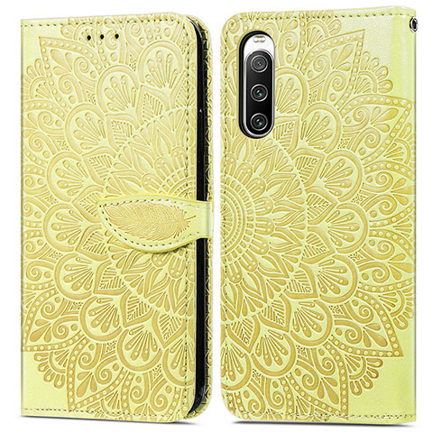 Coque Portefeuille Motif Fantaisie Livre Cuir Etui Clapet S04D pour Sony Xperia 10 IV Jaune