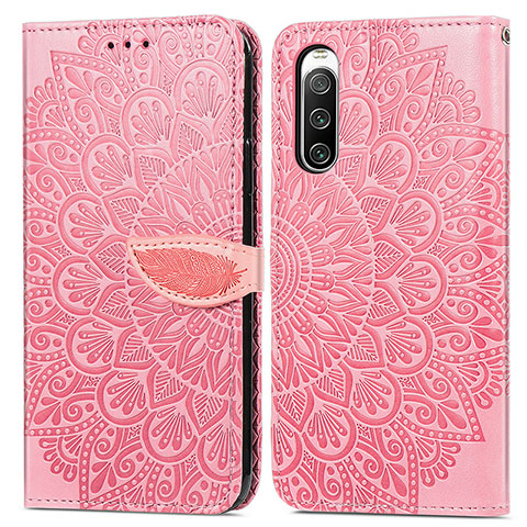 Coque Portefeuille Motif Fantaisie Livre Cuir Etui Clapet S04D pour Sony Xperia 10 IV SO-52C Or Rose