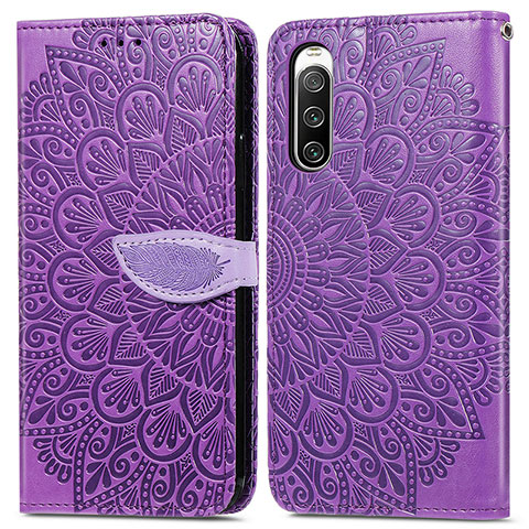 Coque Portefeuille Motif Fantaisie Livre Cuir Etui Clapet S04D pour Sony Xperia 10 IV Violet