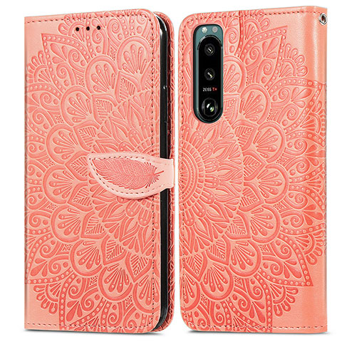 Coque Portefeuille Motif Fantaisie Livre Cuir Etui Clapet S04D pour Sony Xperia 5 III SO-53B Orange