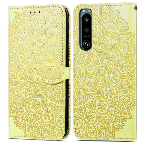 Coque Portefeuille Motif Fantaisie Livre Cuir Etui Clapet S04D pour Sony Xperia 5 IV Jaune