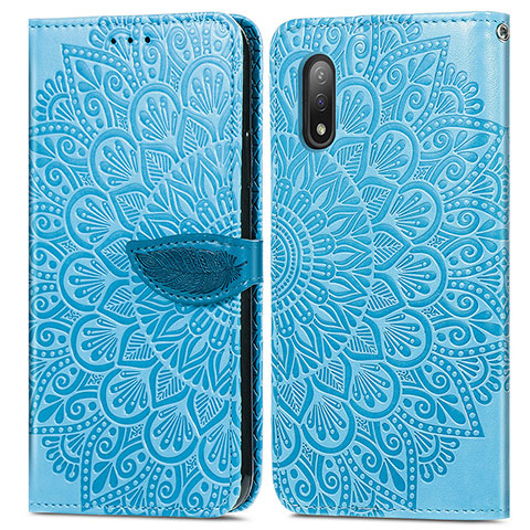 Coque Portefeuille Motif Fantaisie Livre Cuir Etui Clapet S04D pour Sony Xperia Ace II Bleu