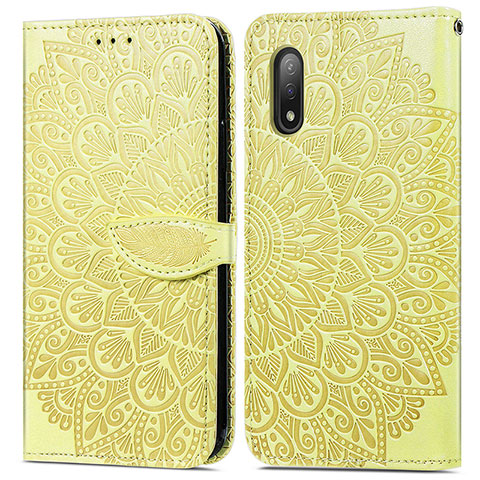 Coque Portefeuille Motif Fantaisie Livre Cuir Etui Clapet S04D pour Sony Xperia Ace II Jaune