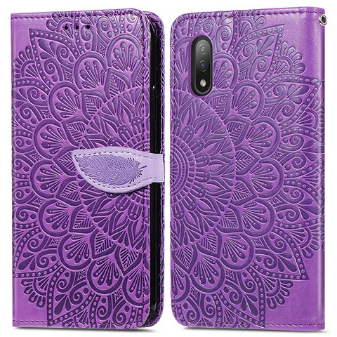 Coque Portefeuille Motif Fantaisie Livre Cuir Etui Clapet S04D pour Sony Xperia Ace II Violet