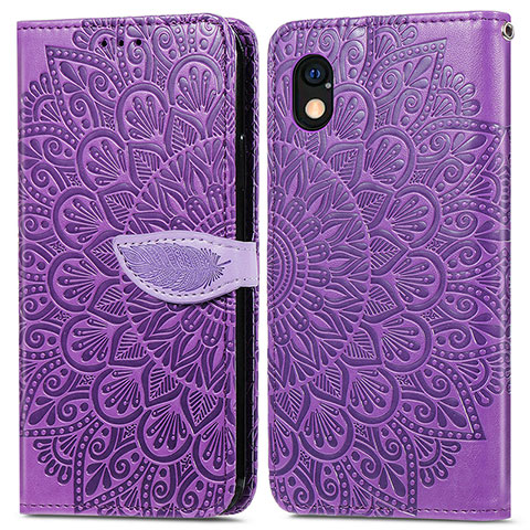 Coque Portefeuille Motif Fantaisie Livre Cuir Etui Clapet S04D pour Sony Xperia Ace III SO-53C Violet