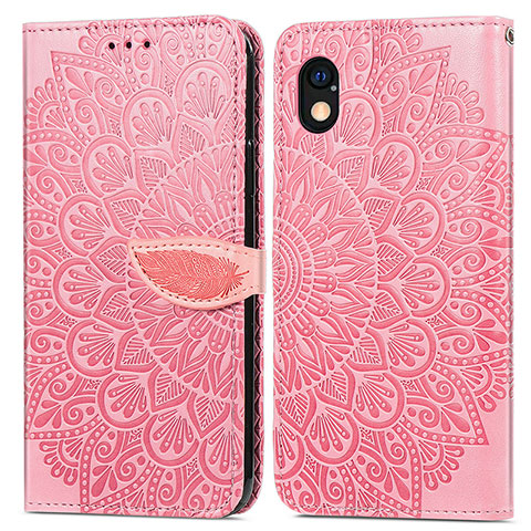 Coque Portefeuille Motif Fantaisie Livre Cuir Etui Clapet S04D pour Sony Xperia Ace III SOG08 Or Rose