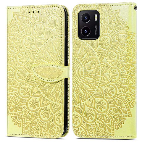 Coque Portefeuille Motif Fantaisie Livre Cuir Etui Clapet S04D pour Vivo iQOO U5x Jaune