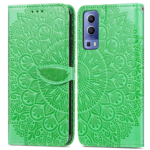 Coque Portefeuille Motif Fantaisie Livre Cuir Etui Clapet S04D pour Vivo iQOO Z3 5G Vert