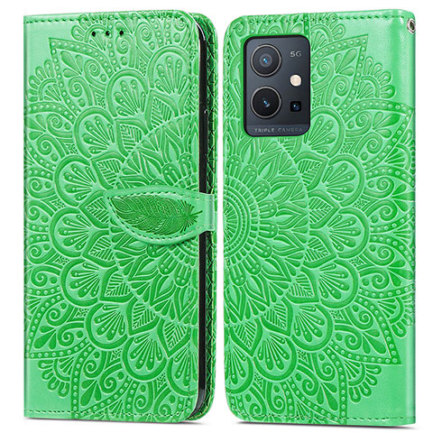 Coque Portefeuille Motif Fantaisie Livre Cuir Etui Clapet S04D pour Vivo iQOO Z6 5G Vert