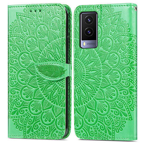 Coque Portefeuille Motif Fantaisie Livre Cuir Etui Clapet S04D pour Vivo V21e 5G Vert