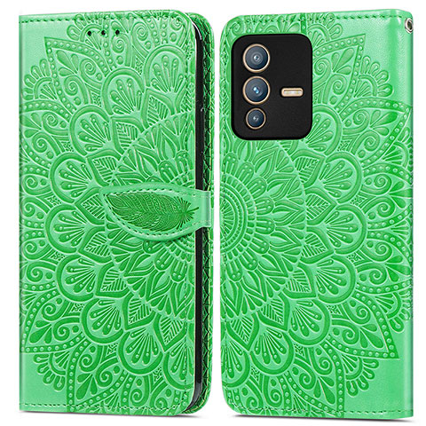 Coque Portefeuille Motif Fantaisie Livre Cuir Etui Clapet S04D pour Vivo V23 5G Vert