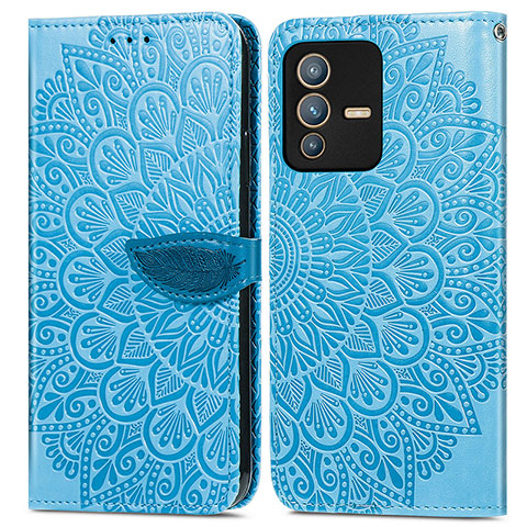 Coque Portefeuille Motif Fantaisie Livre Cuir Etui Clapet S04D pour Vivo V23 Pro 5G Bleu