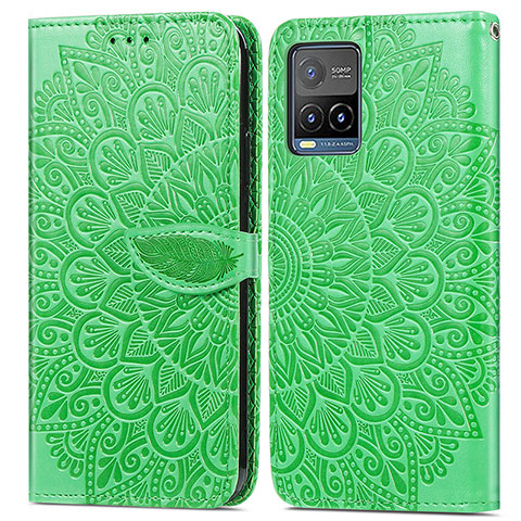 Coque Portefeuille Motif Fantaisie Livre Cuir Etui Clapet S04D pour Vivo Y21G Vert