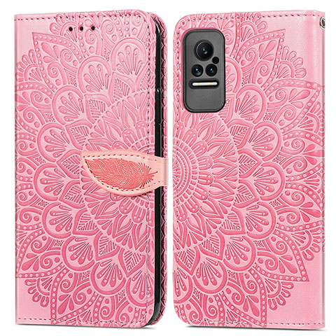 Coque Portefeuille Motif Fantaisie Livre Cuir Etui Clapet S04D pour Xiaomi Civi 1S 5G Or Rose