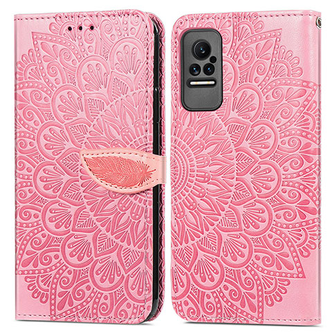 Coque Portefeuille Motif Fantaisie Livre Cuir Etui Clapet S04D pour Xiaomi Civi 5G Or Rose