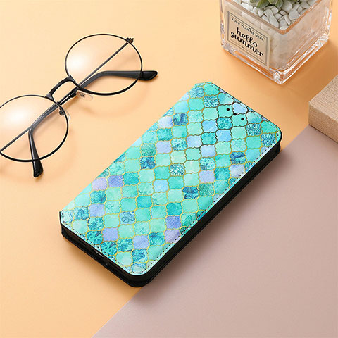 Coque Portefeuille Motif Fantaisie Livre Cuir Etui Clapet S04D pour Xiaomi Poco C55 Vert