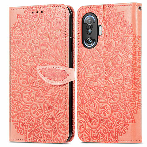 Coque Portefeuille Motif Fantaisie Livre Cuir Etui Clapet S04D pour Xiaomi Poco F3 GT 5G Orange