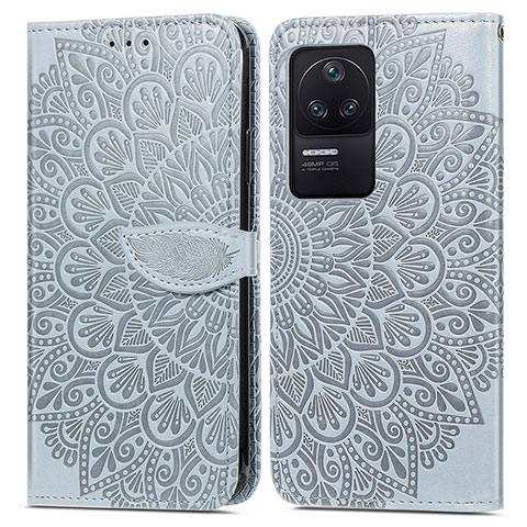 Coque Portefeuille Motif Fantaisie Livre Cuir Etui Clapet S04D pour Xiaomi Poco F4 5G Gris