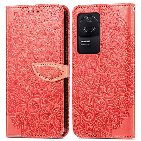 Coque Portefeuille Motif Fantaisie Livre Cuir Etui Clapet S04D pour Xiaomi Poco F4 5G Rouge