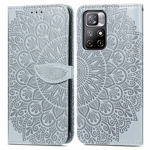 Coque Portefeuille Motif Fantaisie Livre Cuir Etui Clapet S04D pour Xiaomi Poco M4 Pro 5G Gris