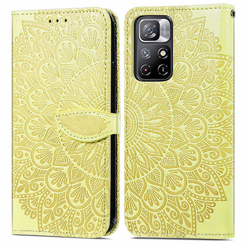 Coque Portefeuille Motif Fantaisie Livre Cuir Etui Clapet S04D pour Xiaomi Poco M4 Pro 5G Jaune