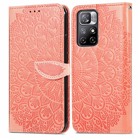 Coque Portefeuille Motif Fantaisie Livre Cuir Etui Clapet S04D pour Xiaomi Poco M4 Pro 5G Orange