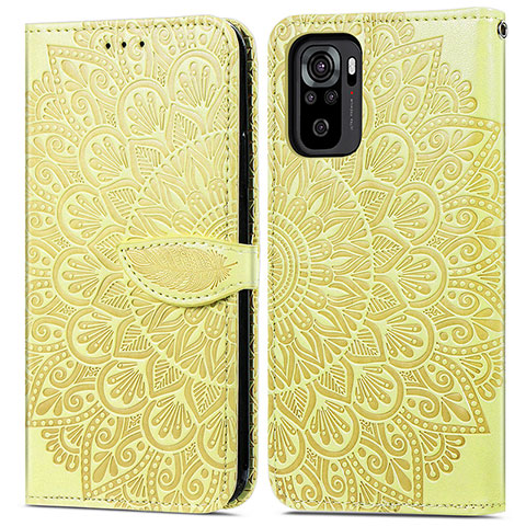 Coque Portefeuille Motif Fantaisie Livre Cuir Etui Clapet S04D pour Xiaomi Poco M5S Jaune