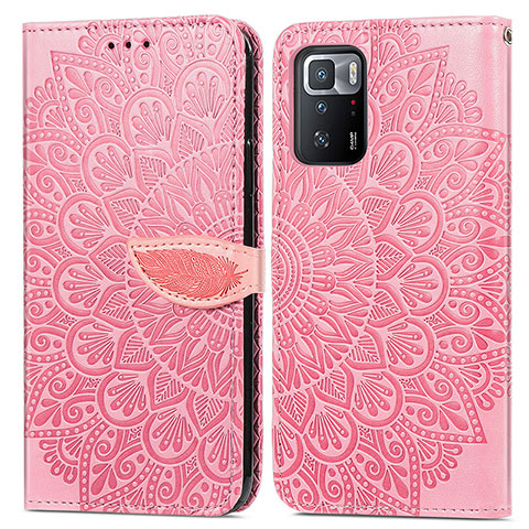 Coque Portefeuille Motif Fantaisie Livre Cuir Etui Clapet S04D pour Xiaomi Poco X3 GT 5G Or Rose