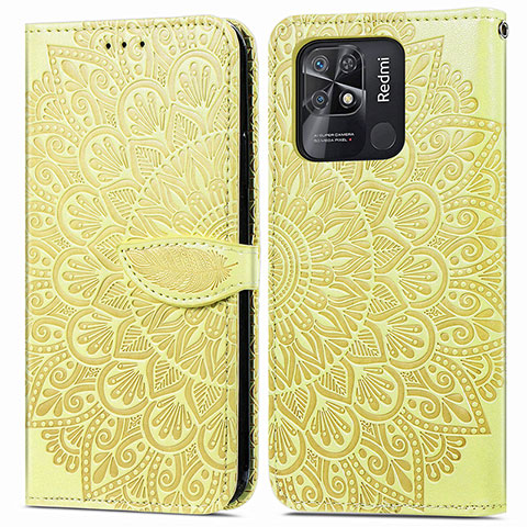 Coque Portefeuille Motif Fantaisie Livre Cuir Etui Clapet S04D pour Xiaomi Redmi 10 India Jaune