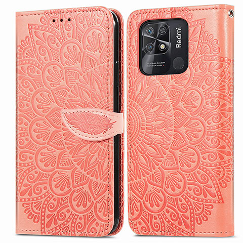 Coque Portefeuille Motif Fantaisie Livre Cuir Etui Clapet S04D pour Xiaomi Redmi 10 India Orange