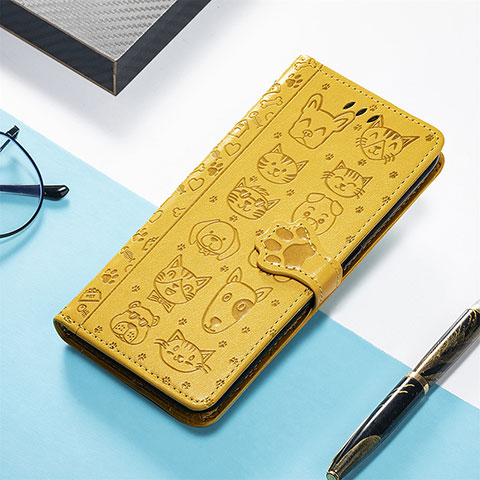 Coque Portefeuille Motif Fantaisie Livre Cuir Etui Clapet S04D pour Xiaomi Redmi 12C 4G Jaune