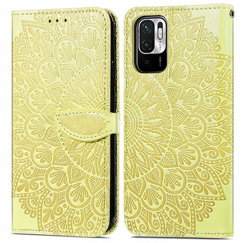 Coque Portefeuille Motif Fantaisie Livre Cuir Etui Clapet S04D pour Xiaomi Redmi Note 10 5G Jaune