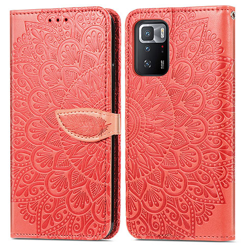 Coque Portefeuille Motif Fantaisie Livre Cuir Etui Clapet S04D pour Xiaomi Redmi Note 10 Pro 5G Rouge